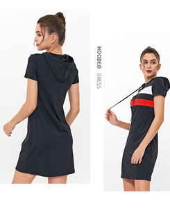 Las mujeres gimnasio ropa deportiva con capucha Vestido de deporte de las mujeres gimnasio corriendo sin costura vestido - Product Image 6