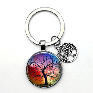 Wholesale Tree of Life Gemstone Pendant Keychain Handmade DIY Reiki Healing Tree of Life Keychain