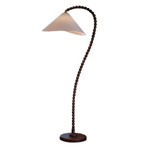 Lampada <span class=keywords><strong>da</strong></span> Terra Vintage Wabi-sabi in Stile Medievale, in Legno Massello di Noce per Soggiorno, Camera <span class=keywords><strong>da</strong></span> Letto Francese, Studio, Design Moderno con Paralume in Tessuto - Product Image 5