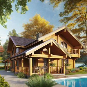 Villa de madera modular prefabricada impermeable moderna, casa de hostelería, casa de troncos de lujo, sala de estar, cocina, baño, almacén - Product Image 2