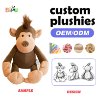Peluche singe brodée personnalisée de haute qualité, super douce, rembourrage en coton PP, design forêt sauvage, animal en peluche de Noël