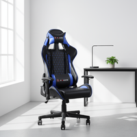 Chaise de jeu ergonomique à dossier haut, style racing moderne, en cuir PU, pivotante et inclinable, avec roulettes en nylon, confortable pour une utilisation prolongée sur PC