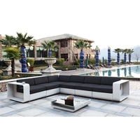 Nouveau mobilier de bar extérieur Audu en rotin plat, confortable, imperméable, résistant aux UV, écologique, 6 places, fait main, pour hôtels et parcs