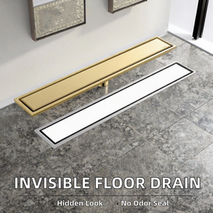 304 Stainless Steel Invisible Floor Drain Rectangular Tile Inlaid Anti Odor Drain for Hotel <b>Bathroom</b> - Product Image 2