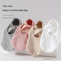 Chaussettes de yoga à lanières Fengmei 90 % coton peigné pour femme, antidérapantes, en tissu éponge, sans coutures, pour fitness, danse et Pilates