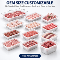 Barquette alimentaire en plastique PP blanc personnalisable, à parois côtelées, 60 mm, jetable, empilable, pour emballage de viande et de fruits, qualité alimentaire