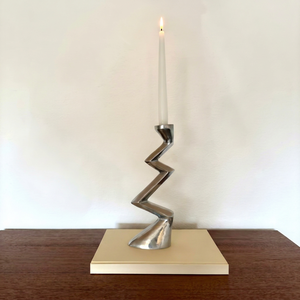 <b>Night</b> Edit Candle <b>Stand</b> Durable Home Decoration Metal Candle Holder Tall Textured Base White Candle Included - Product Image 1