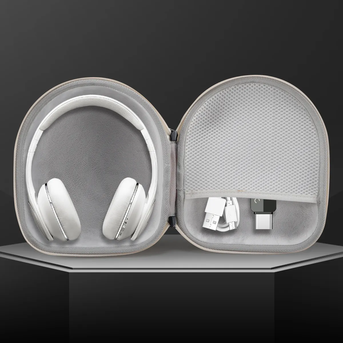 Custom Wireless Headphone EVA Cases with zipper Earphone Data Cable Headset Nylon Hard case bag and accessories