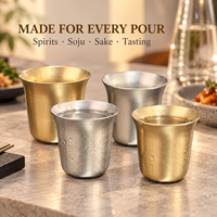 Groothandel Stapelbare RVS Shotglaasjes Goud Zilver Metalen Likeurglazen voor Whisky Wodka Tequila Bar Restaurant Op Maat