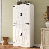 Armoire de rangement de cuisine moderne en bois de 71 pouces avec portes de grange, étagères réglables, organiseur de tiroirs, écologique et polyvalente, haute