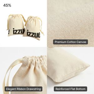 Pochette personnalisée en coton biodégradable avec cordon de serrage, logo sérigraphié, sac à accessoires de mode, vente en gros, MOQ 200 pièces, échantillon en 3-5 jours - Product Image 4