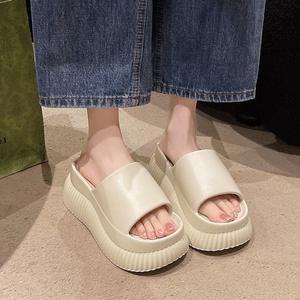 Autumn Winter Spring Thick-Soled Double-Layer Plush Warm Outdoor Bead Decoration Mixed Colors Toe Half-<b>Slipper</b> Women's Outerwear - Product Image 3