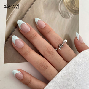 Easywell – <span class=keywords><strong>Autocollants</strong></span> 3D pour <span class=keywords><strong>ongles</strong></span> en amande, 30-32 pièces, style français, en acrylique souple, <span class=keywords><strong>faux</strong></span> <span class=keywords><strong>ongles</strong></span> de luxe réutilisables en gel - Product Image 1