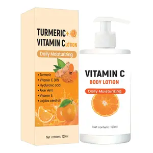 Venta al por mayor hombres vitamina C aclarante brillo hidratante emulsión cúrcuma Ácido Kójico loción corporal