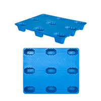 Paleta de HDPE de Alta Resistencia Reutilizable, Paleta de Plástico de 9 Patas Moldeada por Soplado para Manejo de Mercancías en Almacenes