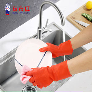 قفازات مطاطية حمراء مقاومة للاهتراء متينة تستخدم في غسيل الأطباق بالمطبخ المنزلي وتعمل بالماء - Product Image 5