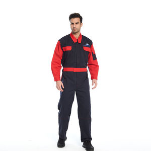 Combinaisons de travail à manches longues, combinaisons de mécaniciens, combinaisons à deux tons rouge et noir avec ceinture - Product Image 1