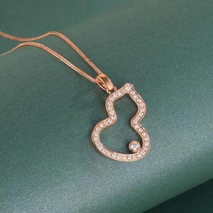 SGARIT Custom 18K Rose Gold Hollow Gourd Luxury Lab Grown Diamond Round Brilliant Cut IGI Certified Choker <b>Necklace</b> Pendant - Product Image 3