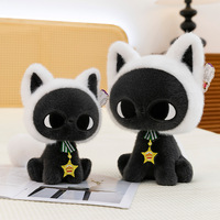 Peluche chat brodée personnalisée en coton PP ultra doux, 30 cm, queue bicolore, anti-stress, faible MOQ, production mignonne