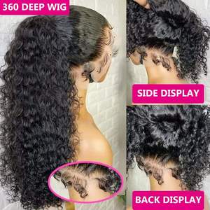 Vente en gros de perruques frontales en dentelle 13x4 HD transparentes à 250% de densité pour cheveux humains vierges chinois bruts SDD bouclés de type pixie - Product Image 5