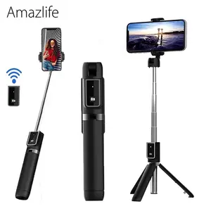 Amazlife P40 Cell Phone Monopod Wireless Selfie Stick Blue tooth Tripod Stand 3 in 1 with Remote Control