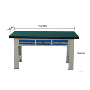 Mesa de herramientas de trabajo resistente de metal industrial barata con cajones laterales Banco DE TRABAJO DE ACERO multifuncional