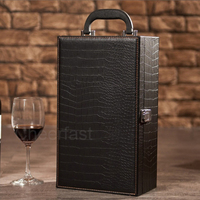 Boîte à vin en cuir Pu réutilisable, 1 pièce, avec poignées, fleur de Crocodile, Double bouteille de vin rouge, boîte cadeau