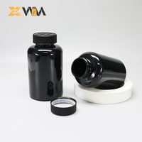 Récipient HDPE noir direct d'usine 150-200ml avec capuchon à double verrouillage, pot de col de 47mm bouteille de supplément