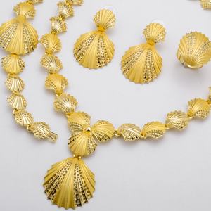 Conjunto de Joyería Nupcial de Alta Calidad Chapada en Oro de 14K con Collar y Aretes de Circonita para Fiesta de Bodas, Compromiso, Mujer - Product Image 3