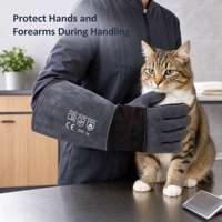 Gants de manipulation des animaux en cuir de vachette renforcé de Kevlar de 16 pouces pour le toilettage des animaux, le sauvetage des chiens et des chats, l'utilisation vétérinaire
