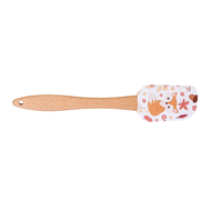 Spatule en silicone motif animal de dessin animé avec manche en bois, résistante à la chaleur et antiadhésive, idéale pour la pâtisserie, le mélange de crèmes et de confitures