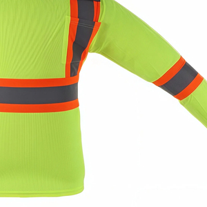 Camiseta de Seguridad Reflectante con Cuello Redondo y Manga Larga, Fluorescente, con Cinta Reflectante, para Construcción, con Logotipo Personalizado OEM, según Norma ISO 20471 - Product Image 3