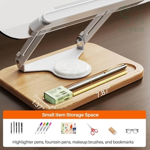 <span class=keywords><strong>Support</strong></span> d'affichage <span class=keywords><strong>pour</strong></span> ordinateur portable et téléphone, plateau de rangement <span class=keywords><strong>pour</strong></span> stylos, <span class=keywords><strong>support</strong></span> de lecture en bois de bambou avec pince <span class=keywords><strong>pour</strong></span> livre - Product Image 4