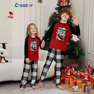 Completo Invernale Stile Coreano per Genitori e Figli, Tutina Natalizia per Neonati con Stampa Auto sulla Montagna Innevata, <span class=keywords><strong>Pigiama</strong></span> Morbido in Poliestere per Genitori e Bambini 2024 - Product Image 2