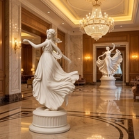 Sculpture de déesse dansante en marbre blanc massif sur mesure, artisanat traditionnel fait main pour usage intérieur/extérieur, idéale pour les villas