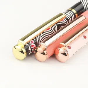 Ballgrafo pena logam Cetak penuh Transfer panas mewah dengan Logo kustom pena hadiah pola Floral warna-warni