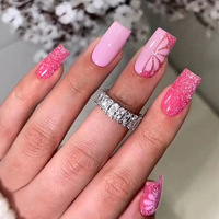 Vente en gros de 24 pièces/boîte de faux ongles à presser avec colle, ongles pointus, faux ongles artificiels, personnalisés