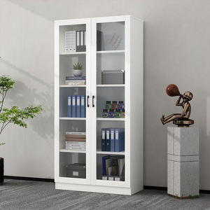 Vetrina Moderna da Terra, Espositore in Legno dal <span class=keywords><strong>Design</strong></span> Semplice, Libreria con Ante in Vetro, Mobile Combinato per Archiviazione - Product Image 1