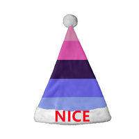 Chapeau de Noël personnalisé avec drapeau arc-en-ciel de la fierté omnisexe, chapeau de fête en polaire corail doux pour le Mois de la Fierté et les costumes de fête d'Halloween