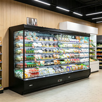 Vitrine Réfrigérée Commerciale à Rideau d'Air Monotempérature pour Fruits, Réfrigérateur Ouvert Multi-niveaux pour la Conservation des Produits Frais