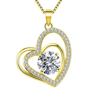 Collana con ciondolo a forma di cuore lucido, elegante ornamento per coppie, per occasioni festive - Product Image 1