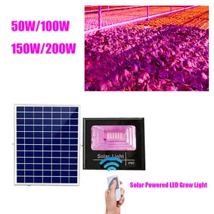 Full spectrum solar grow flood Lights con pannello solare 100W Outdoor Indoor hydroponic IP67 impermeabile UV led plant grow lights