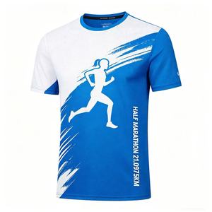 T-shirt de sport personnalisé avec logo, pas cher, fabriqué en usine, sublimation, 100% polyester, pour course à pied, marathon, événement sportif - Product Image 1