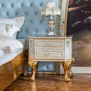Lit King Size de Luxe Royal <span class=keywords><strong>avec</strong></span> Tête de Lit Large, Style Classique Turc, Bleu Glacé, Capitonnage, pour Villa, Palais, Mobilier de Chambre - Product Image 4