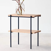 Table d'appoint carrée rustique en bois de frêne blanc, double niveau, mobile, pour canapé, table de rangement minimaliste, mobilier de salon, amovible