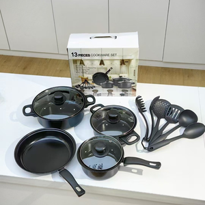 Ensemble de 13 casseroles antiadhésives multi-usages pour soupes, ragoûts et fritures, pour la cuisine à domicile, les restaurants et la cuisson quotidienne, 13 pièces - Product Image 1