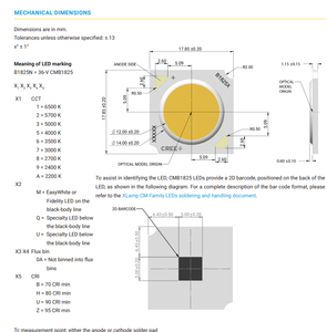 CREEs CMB1825-0000-000N0H0A30G XLamps CMB1825 Chip LED COB Blanco 3000K 80CRI 36V 3636lm Garantía de 3 Años - Product Image 6
