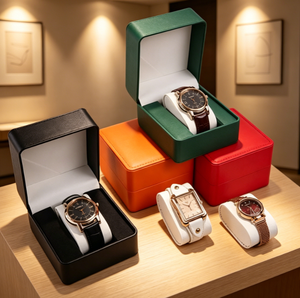 Boîte de rangement pour montres en cuir carrée vintage, avec coussin en velours amovible, boîte cadeau pour montre, pour cadeau d'affaires ou d'anniversaire - Product Image 5
