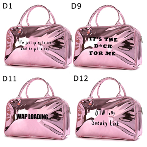 MOQ 10 LOGOTIPO PERSONALIZADO Bolsos <span class=keywords><strong>de</strong></span> mano tipo duffel <span class=keywords><strong>de</strong></span> cuero para viaje, noche y maquillaje, con diseño <span class=keywords><strong>de</strong></span> enlace discreto, estilo boutique - Product Image 4