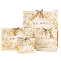 Sacs cadeaux personnalisés Ranguo avec ruban « Meilleurs vœux », 4 tailles et 4 couleurs, papier épais pour mariage, anniversaire, souvenir, vente en gros